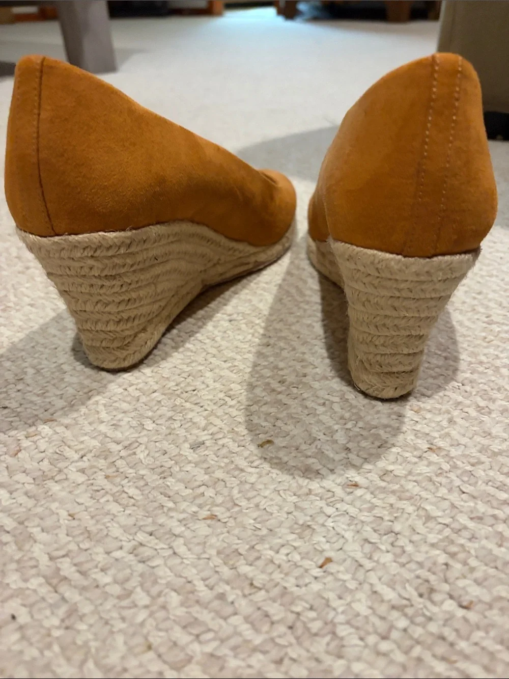 J. Crew Suede Espadrille Wedge Pumps in Cognac